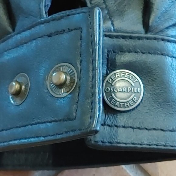 Oscar Piel Men's Black Perfect Leather Insulated Winter Coat Jacket USA - MED - Picture 7 of 9